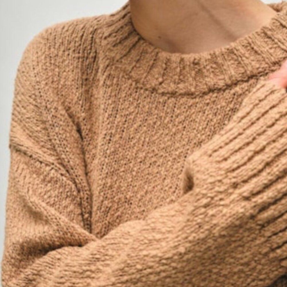 White + Warren Sweater cotton slub easy crewneck womens Brown (small) minimalist - Picture 4 of 8